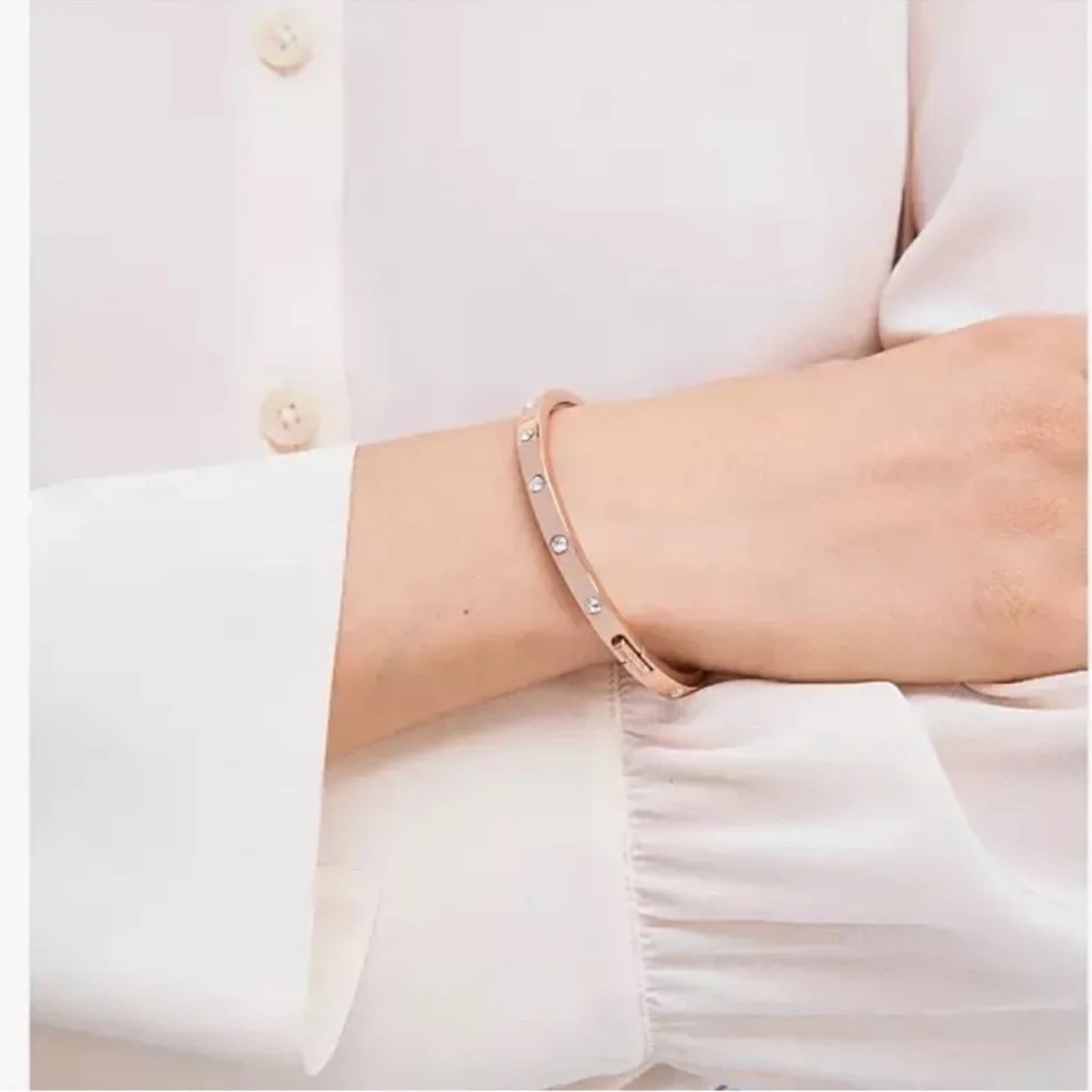$68 New Kate Spade Set in Stone Polished Hinged Bangle Bracelet